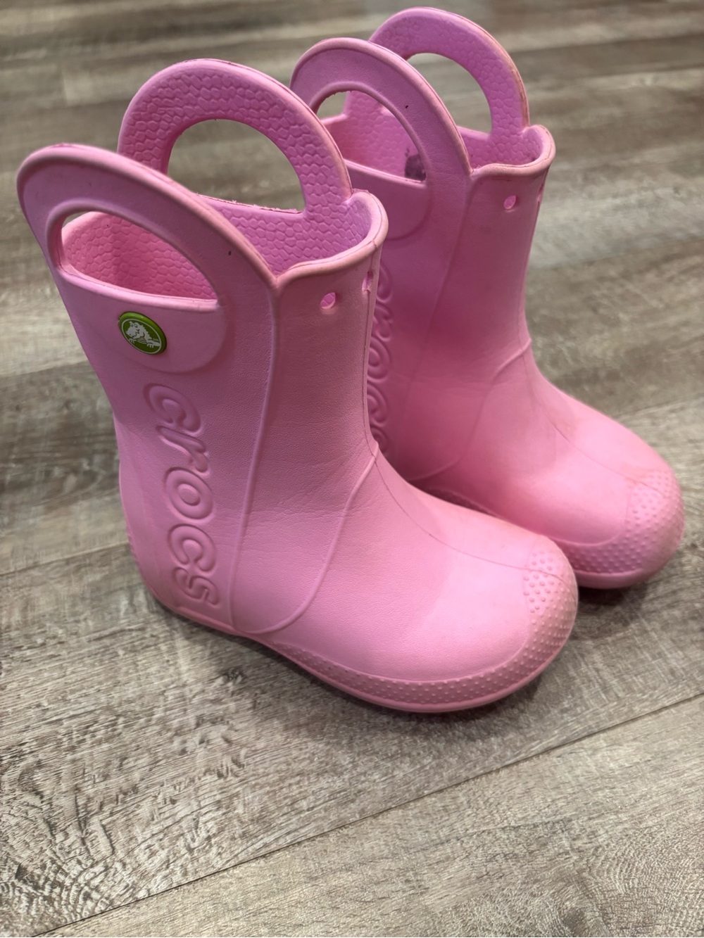 CROCS Kids Pink Waterproof Handle Rain Boots
